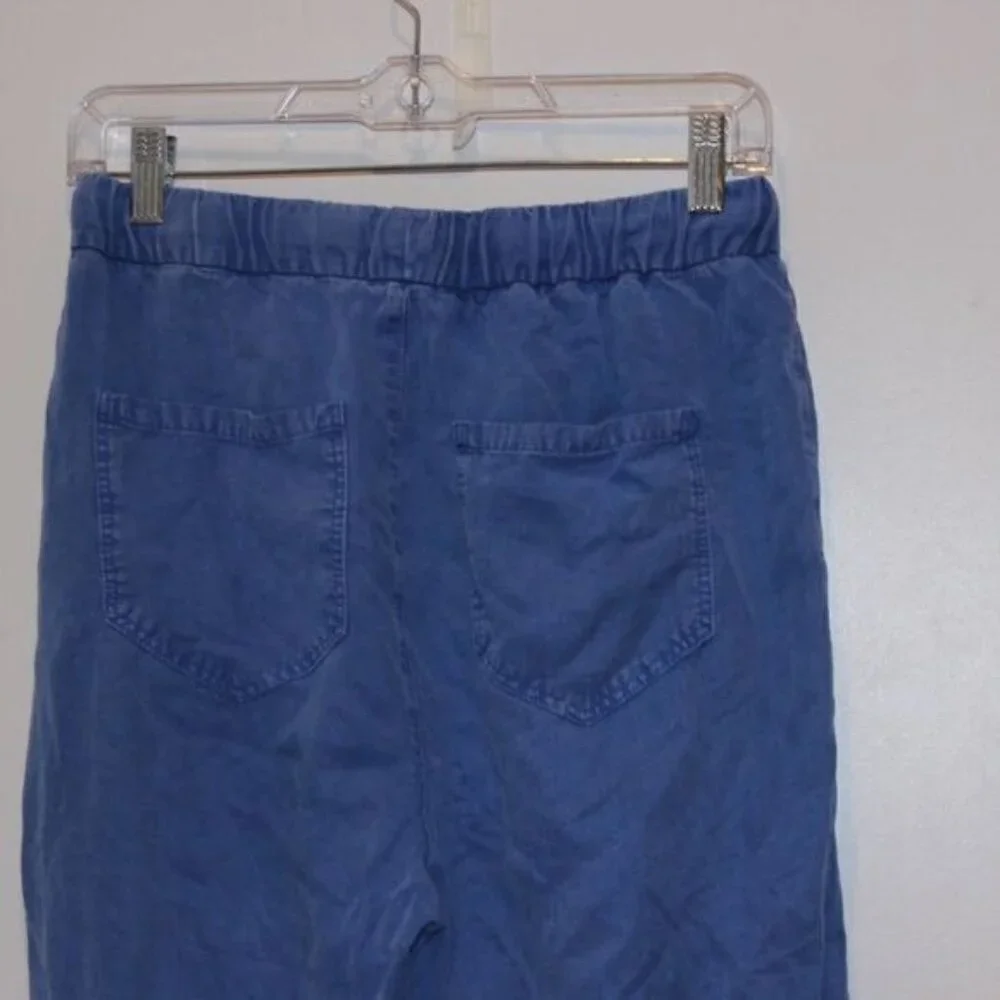 Zara Blue Linen high waisted Joggers Pants Women Size Small